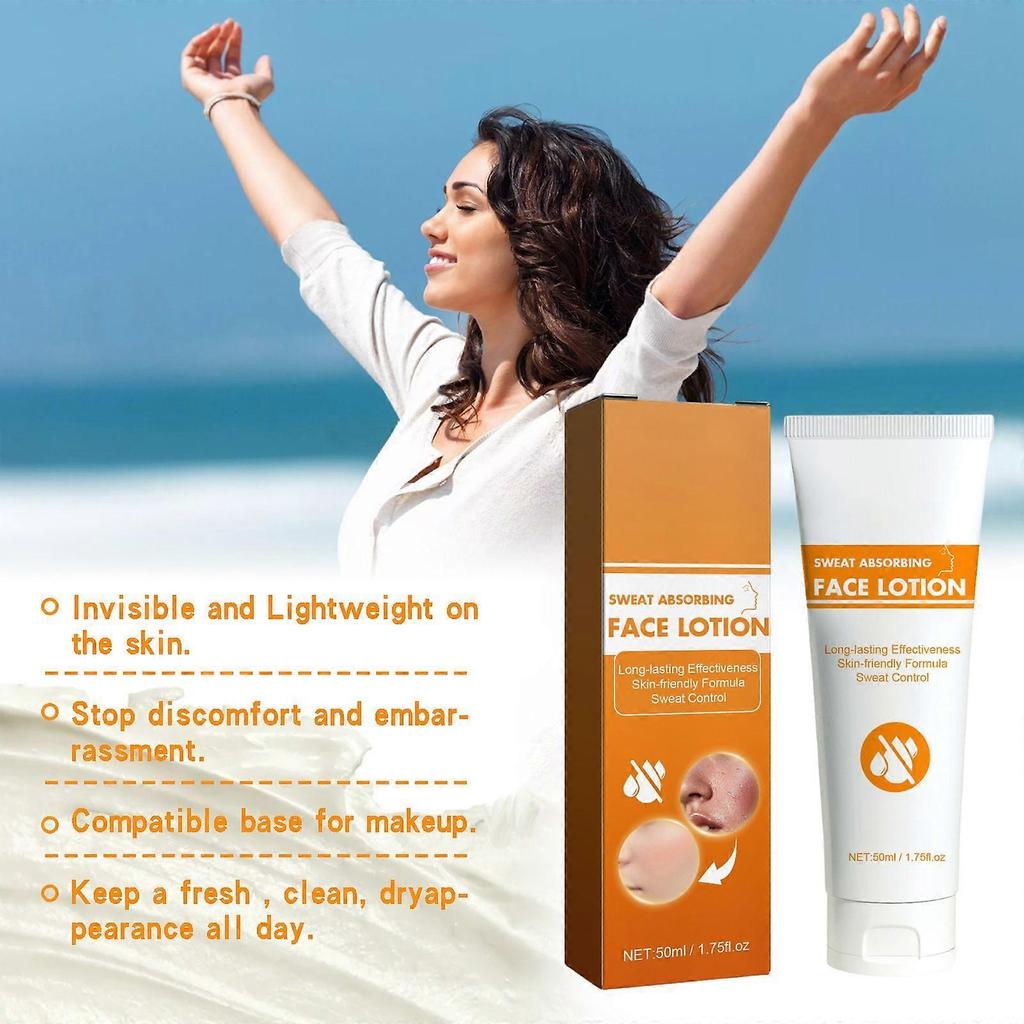 Facial sweat-absorbing lotion gently cleanses facial skin, refreshing