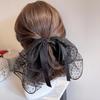 Large Black Bow Lace Hair Clip for Girls - Top of Head Hairpin