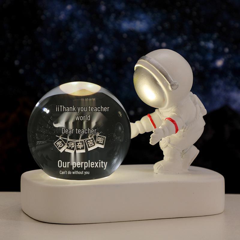 Cross-Border Astronaut Night Light: Starry Sky Crystal Ball with Luminous Base - Perfect Holiday Souvenir and Desktop Ornament.