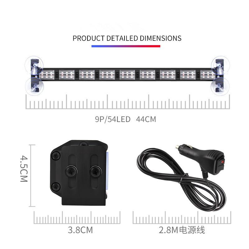 54LED Car Windshield Strobe Light Universal Auto Emergency Flash Lamp Police Lights 12V-24V Vehicles Truck Warning Signal Lighti