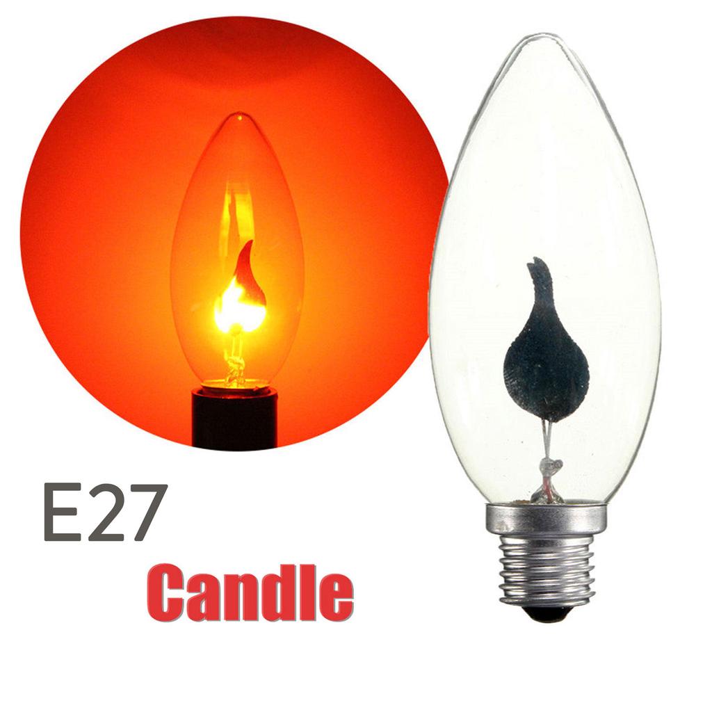 E14 E27 3W Filament Candle Flicker Light Bulb Fire Flame Retro Christmas Decor