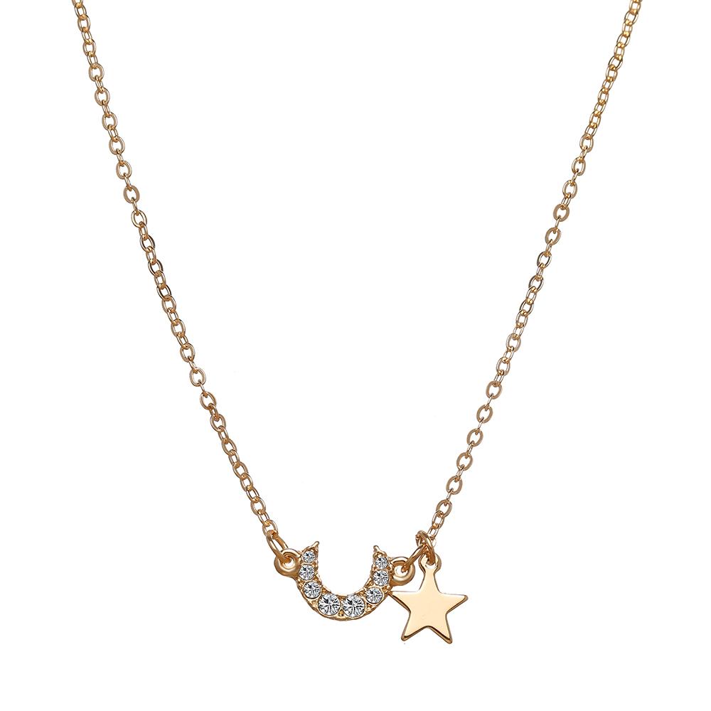 Модное простое ожерелье со звездой и луной на ключице, элегантное сладкое ожерелье-пендан, женские ювелирные аксессуары