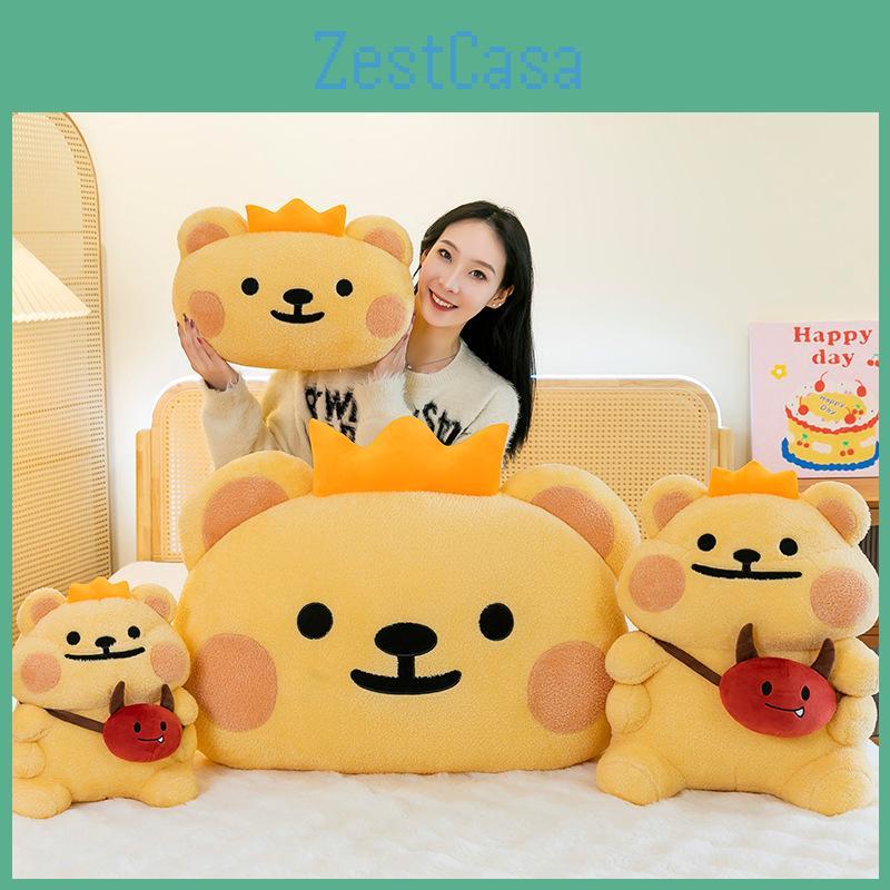 Bear Plush Crown Cushion Cartoon Toy Cute Stuffed Doll Decoration Kids Gift