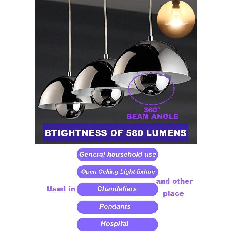 LUXON Half Chrome Light Bulbs,Dimmable,LED Edison Bulbs,Silver Dipped Anti Glare Bulb,Mirror 6W (60W Equivalent) G80/G25 Globe Decorative Light