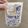 Vintage Blue Butterfly Flower  Lichee Pattern Phone Case For iPhone 17 Air 16 Pro Max 15 Plus 13 12 Pro Max X XR XS Soft Cover