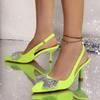 Fashion Women's Baotou Sandals Fashion Pointed Toe Shallow Slip Rhinestone Bow Slip-on Anti-Slip Wear-Resistant High Heels