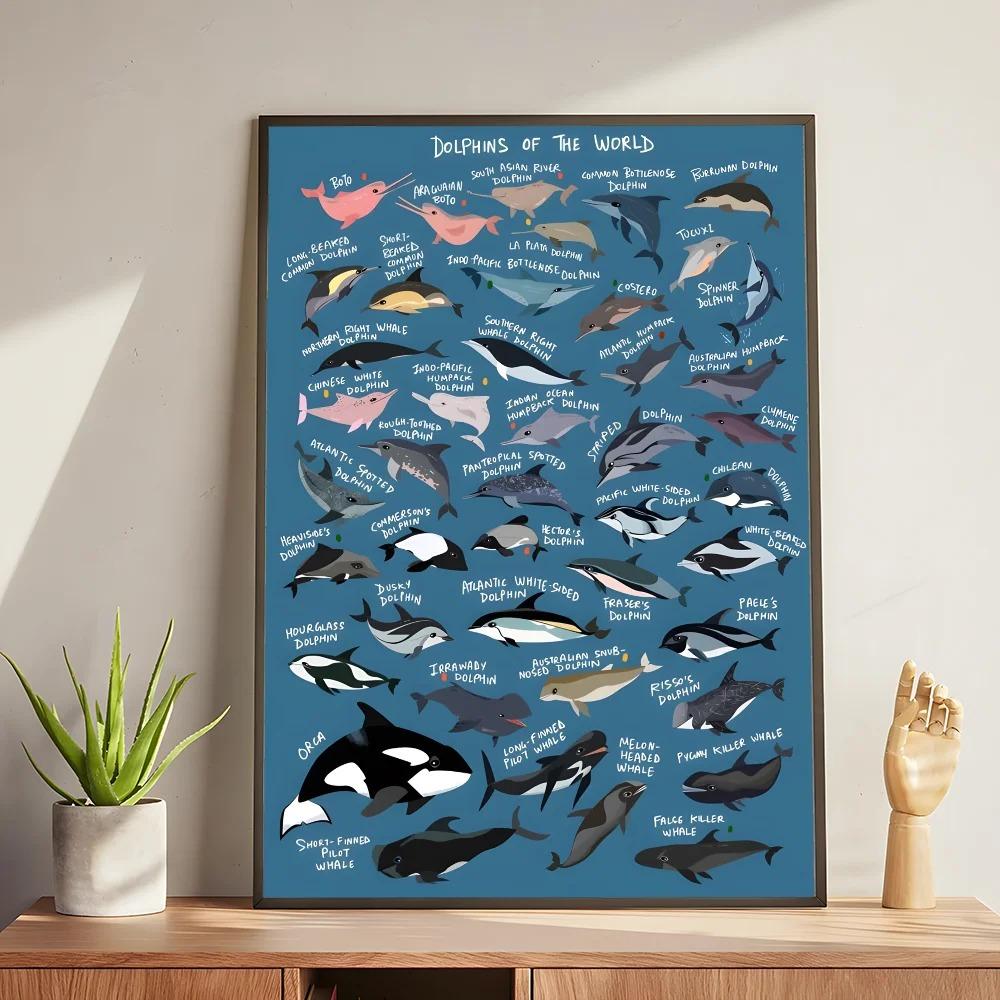 Whale and Shark Seashells Turtles Octopus Fish Marine Life Ocean Animals Poster and Print Canvas Painting Wall Art Home Living Room