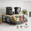 Металлическая и деревянная микроволновая полка с выдвижным ящиком, многослойный кухонный органайзер для столешницы для кофеварки, посуды и чая