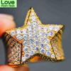 Milangirl New Hip Hop Rock Five Star Rings Men Luxury Gold Silver Color Rhinestones Zircon Pentagram Rings Women Wedding Party