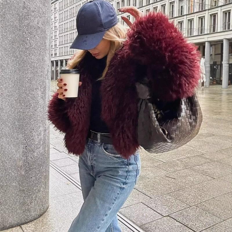 Womens Short Faux Fur Coat Fall Winter Stylish Versatile Streetwear Outerwear Adults