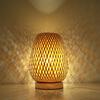 Small Rattan Table Lamp Dimmable Beside Lamp Vintage Wicker Wooden Night Stand Lamp for Bedroom Living Housing Home Room
