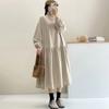 Japanese Forest Collar Plaid Dress Spring Autumn Retro Versatile Patchwork Loose Women Dresses