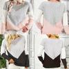 Womens Knit Sweater Crew Neck Color Block Pullover Top Casual Basic Long Sleeve