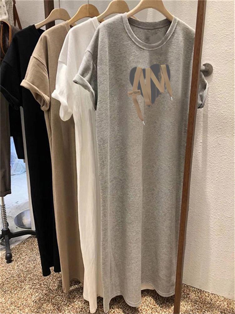 Женское летнее повседневное платье в корейском стиле, свободного кроя, средней длины, выше колена