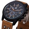 Military Leather Waterproof Date Quartz Analog Men's Quartz Wrist Watches