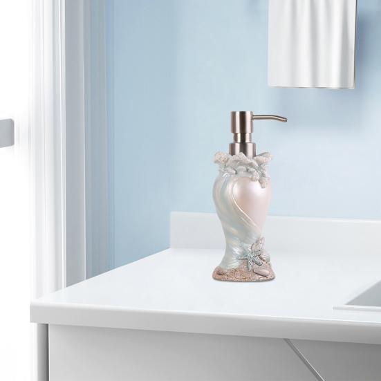 Диспенсер для мыла Yousheng Seashore Theme с защитой от протечек, декор в виде ракушки морской звезды, насос для дезинфицирующего средства для рук, аксессуар для ванной комнаты в прибрежном стиле