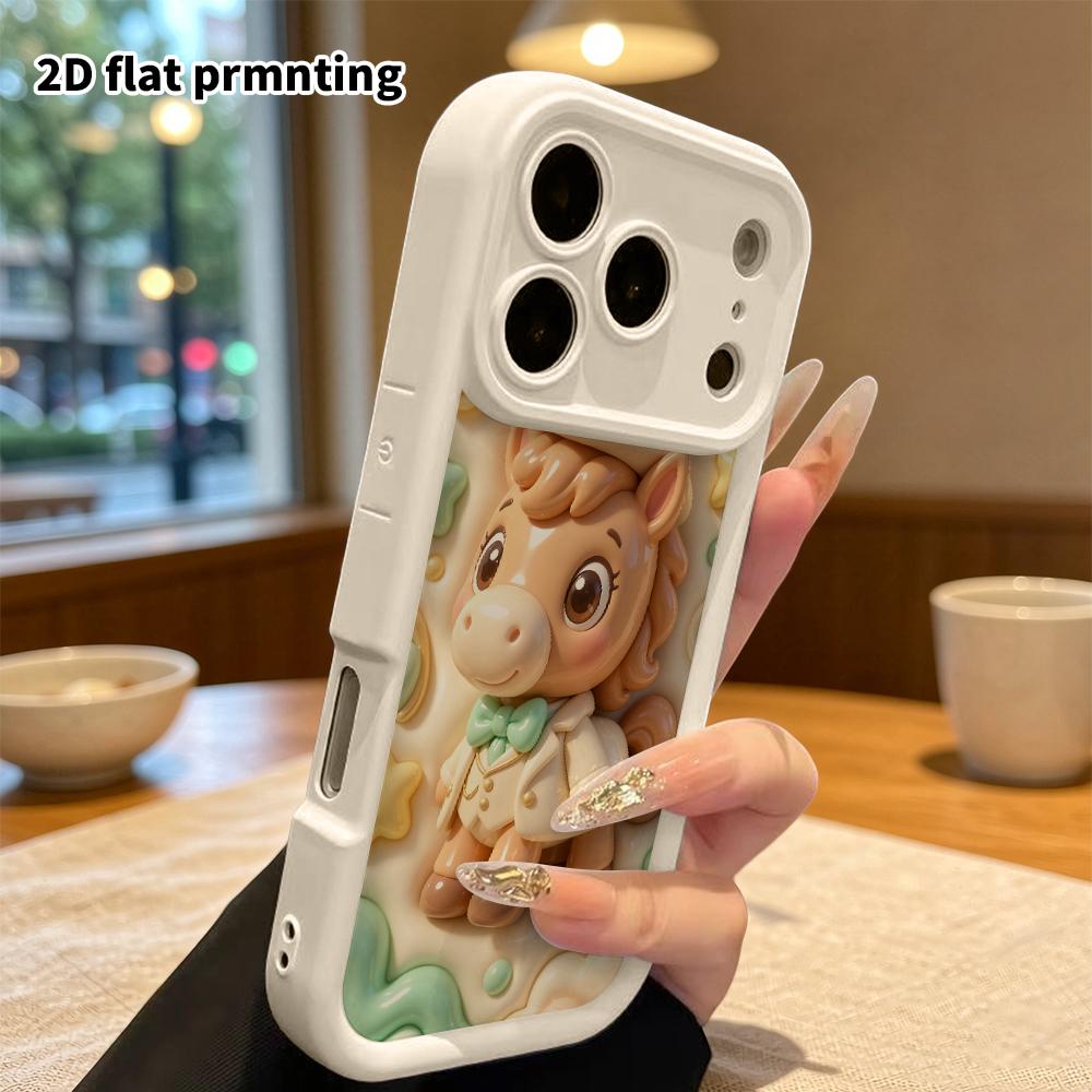 Чехол для телефона: Плоский 2D дизайн, подходящий для защитного чехла iPhone 18 17 16 15 14 13 Pro, Джентльмен Пони, идеальный подарок на Рождество и Хэллоуин