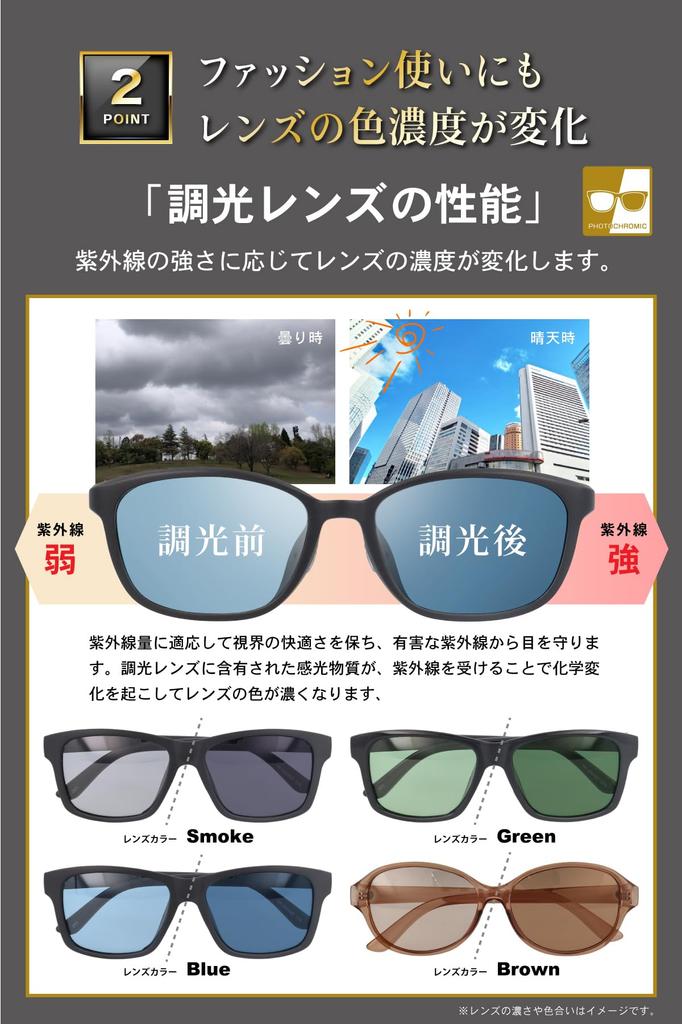 Photochromic Polarized Sunglasses for Blocks of UV Square Color Changing For Outdoor Blue [Fujita Optical] Men, 99% Rays, Shape, Lenses, Driving,