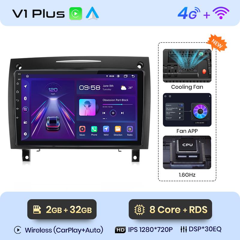 Junsun CarPlay Android Auto Car Radio For Mercedes Benz SLK Class R171 2004-2011 SLK 200 280 300 350 GPS Intelligent Systems