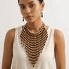 1920s Necklace Earrings Set Wood Ear Studs Elegant Tassel Necklace  Evening