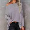 Autumn Skew Collar Sext Knitted T-shirt For Women Fashion Long Sleeve Loose Tshirts Wamen Casual Office Lady Tees Blusas 30217