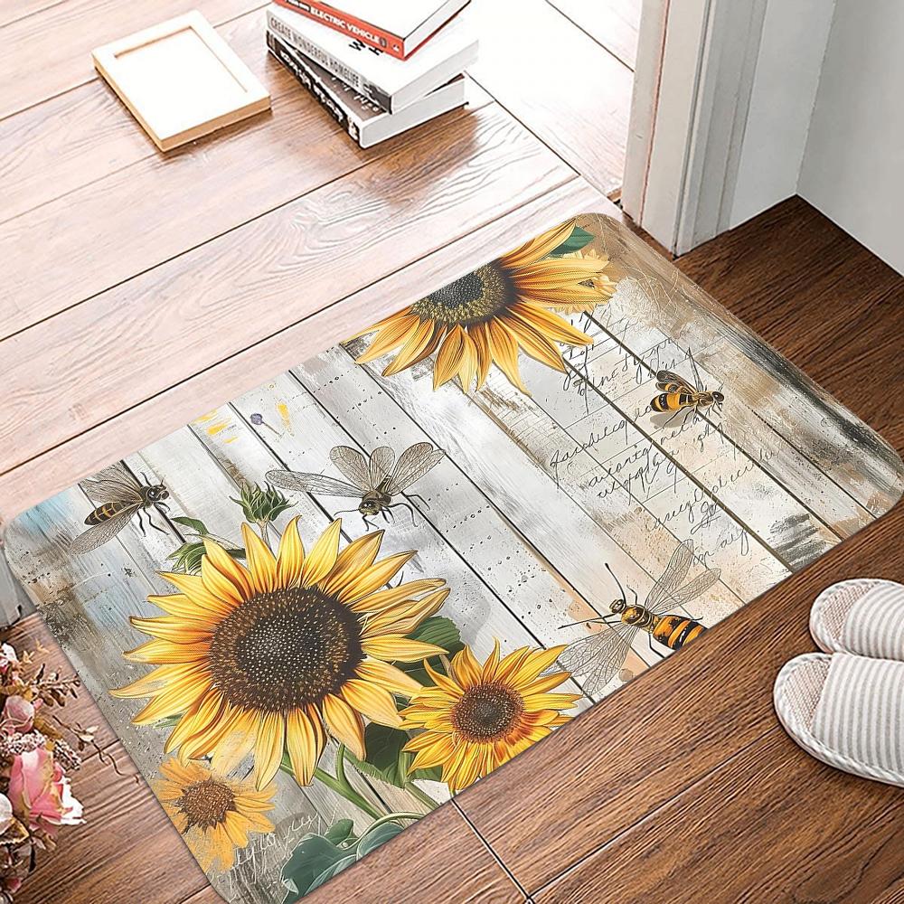 Vintage Flowers Print Doormats Non-Slip Washable Bathroom Rugs Creative Bath Rug For Bedroom Living Room Entryway Decor