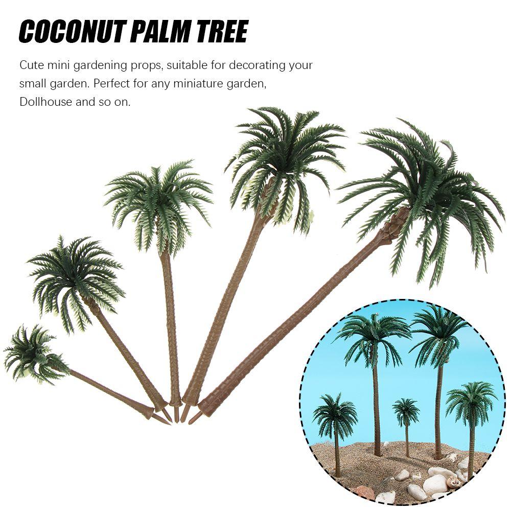 5Pcs Exquisite Miniature Plant Sand Table Plant Pots model Coconut Palm Tree Craft Micro Landscape Plastic Bonsai