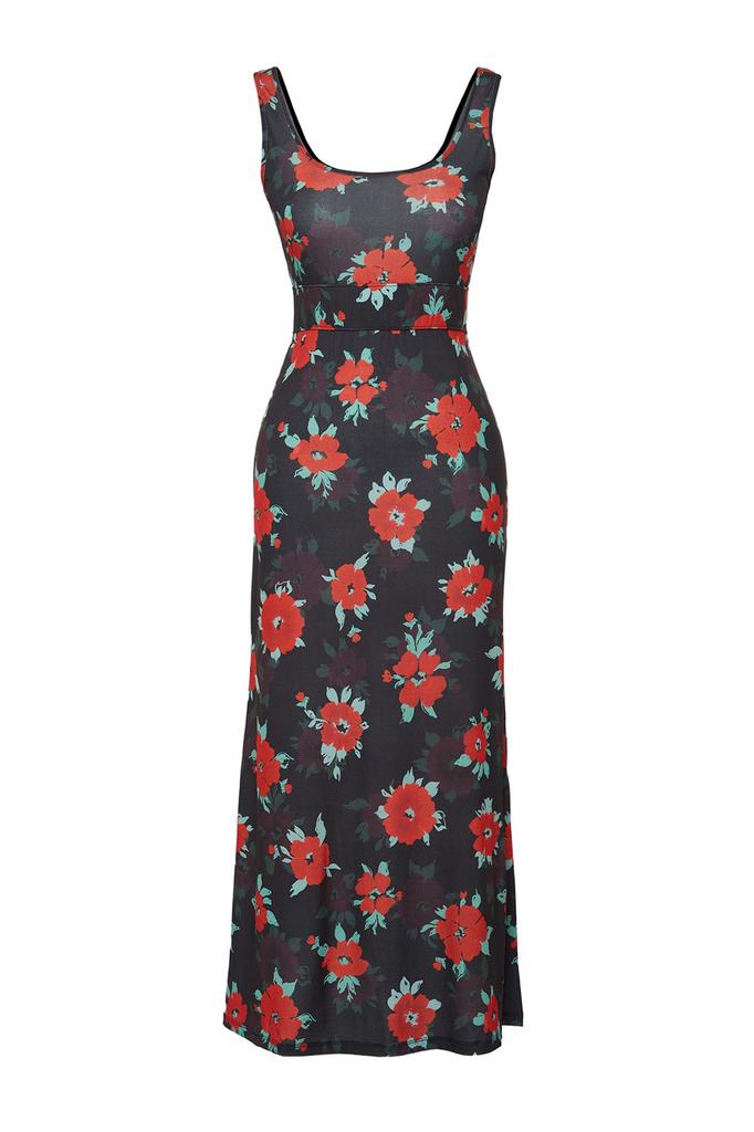 Women's Style Dress Black Straight Strap Skater Flexible Knitted Dress with Waist Opening