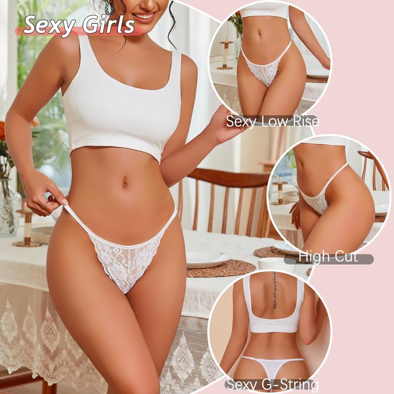 New 3Pcs/Set Sexy Lace Floral Panties For Women Low Waisted Thongs Briefs Sets Fashion Cozy Transparent Intimates Lingerie S-XL