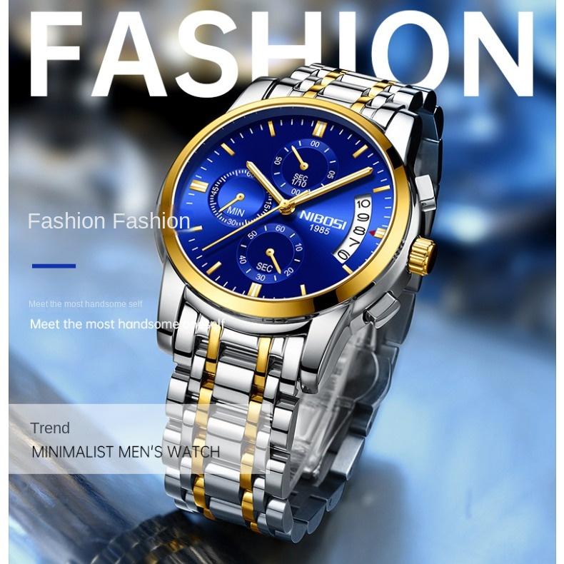 Часы NIBOSI Деловые мужские часы Многофункциональные шестиконтактные кварцевые часы