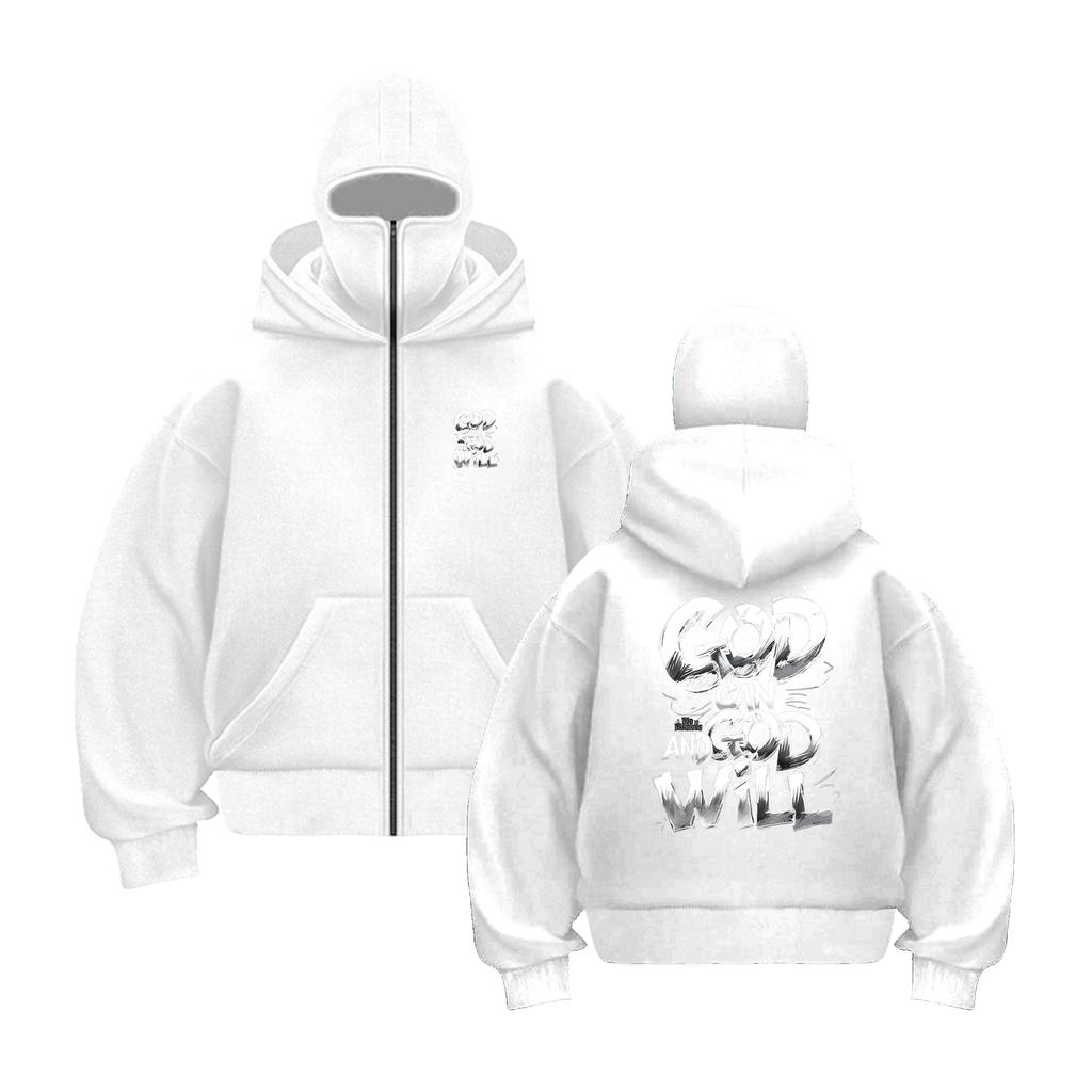 GOD CAN AND GOD WILL Letter Print Autumn and Winter zipper Hooded Sweatshirt Fashionable and Comfortable Round Neck Top Clothing