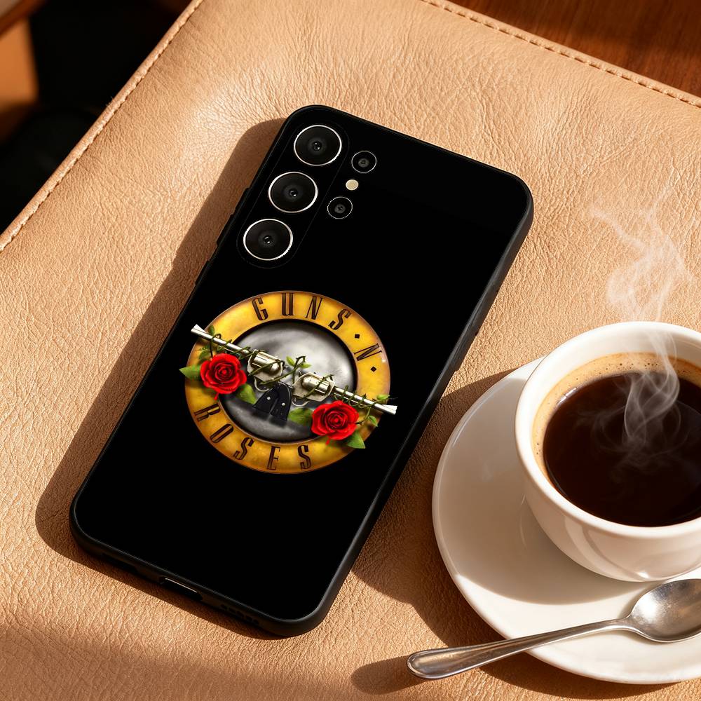 Чехол для телефона Band G-Guns N Roses для Samsung S26, S25, 24, 23, 22, 30, 21, 10, 9, Ultra, Plus, Lite, Черный Мягкий Чехол