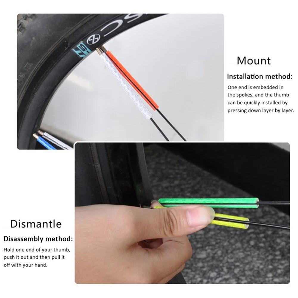 Warning Light Cycling Bike Strip Reflective Tubes Clip On Bicycle Lights Wheel Rim Spoke Reflectors
