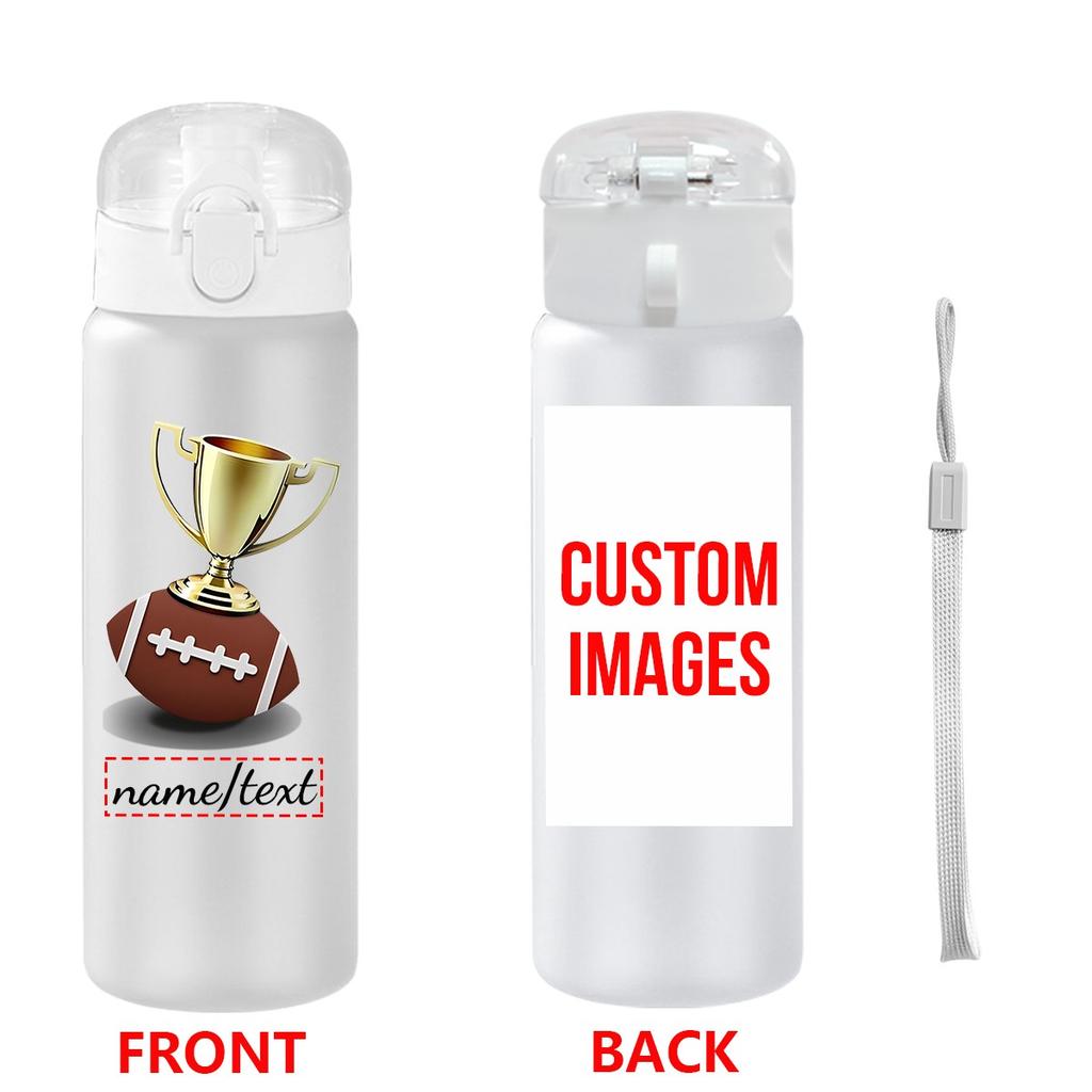 1pc Customized Photo Name 780ml/26oz Outdoor Travel Sports Cup with Lanyard Leakproof Plastic Water Bottle for Watching Matches