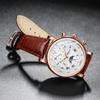 Chenxi Men's Watch Leather Chronograph Date Quartz Watches Phase Moon Timing Business Luminous Wrist Watch