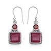 8 Mm Square Shape Natural Ruby Gemstones 925 Sterling Silver Handmade Drop Dangle Earrings For Women & Girls