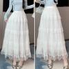 Женская макси-юбка с высокой талией, многоярусная, с кружевной отделкой, дизайн с панелями и оборками, милый облегающий крой и мягкая романтическая эстетика
