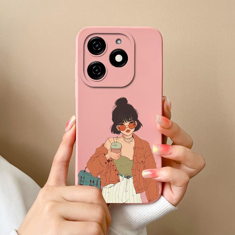 Для Tecno Pova 6 Pro 5G Pop 8 Spark 20C 20 Itel A70 A18s Чехол для телефона Модный чехол для девочек и мальчиков Высококачественный противоударный мягкий жидкий силиконовый корпус