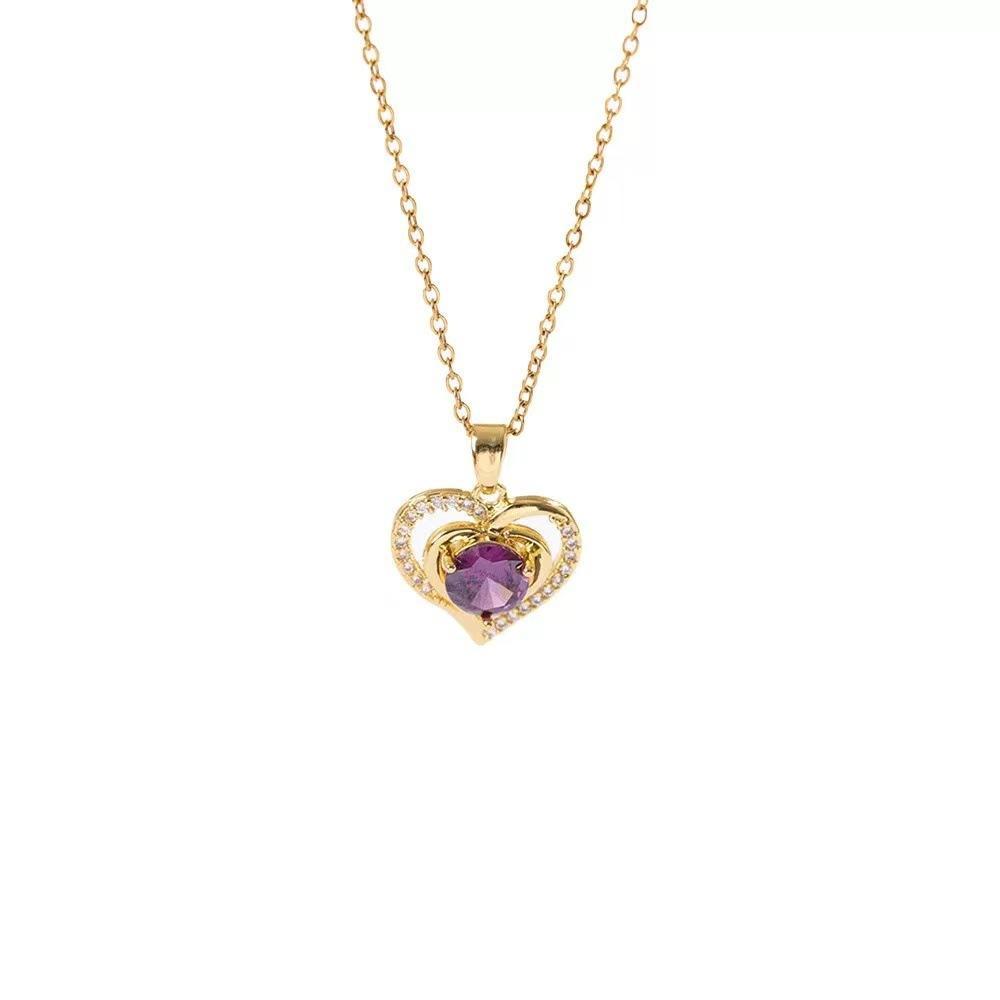 Ожерелье Purple Love, женская легкая роскошная универсальная микро-инкрустированная цирконием цепочка в форме сердца на ключицу