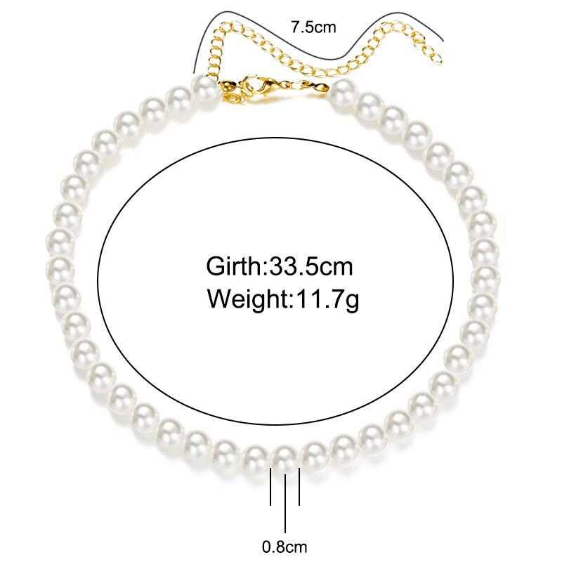 iF ME Elegant White Imitation Choker Necklace Big Round Beads Wedding Necklace for Women Charm Fashion Jewelry
