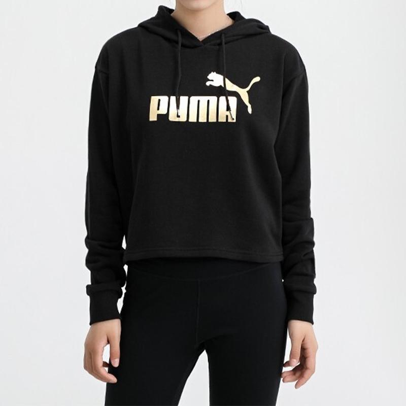 Puma Essential Gold Label Logo Hoodie Women Hoodie Black 586922-56