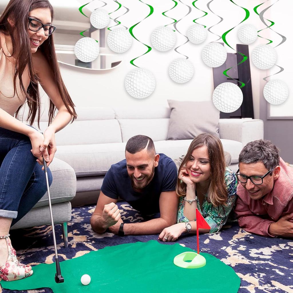 48 шт. Украшения для вечеринки в стиле гольфа, подвесные спирали, принадлежности для вечеринки на тему гольфа, вырезки с изображением гольфа и спорта на день рождения, фольгированные ленты, подвесные спирали на стену и потолок