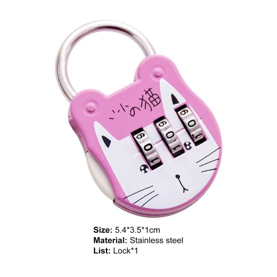 Code Number Lock Anti-theft High Strength Accurate Cute Cat Mini Luggage Suitcase Number Password Lock for Dorm Drawer