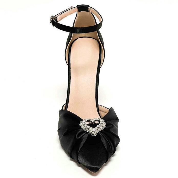Fashion Love Diamond-Bow High Heels 2025 New French Socialite Style Pointy Thin Heel Hollow Toe Sandals