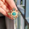 Baroque Court Pearl Green Hollow Gemstone Brooch, Retro Corsage Men's and Women's Clothing Pins