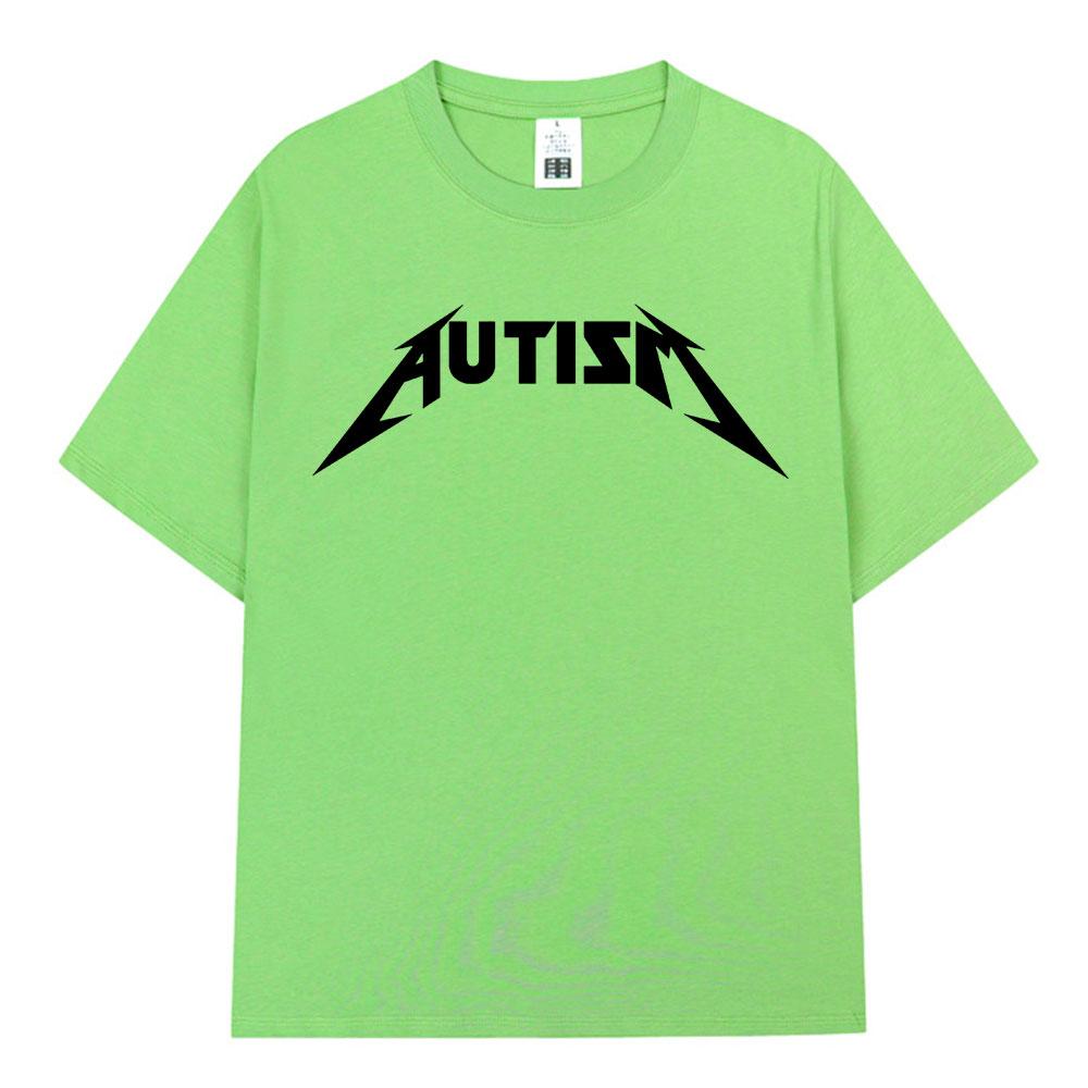 Autism Metal Rock Meme T-shirt Men Women Fashion Hip Hop Short Sleeve Oversized T-shirts 100% Cotton Comfort T Shirts Streetwear