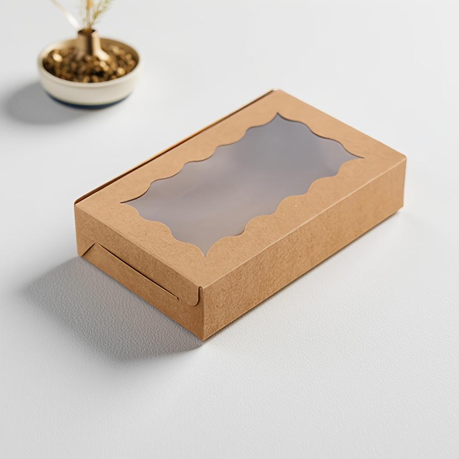 Белая картонная коробка из крафт-бумаги для выпечки с окном для тортов и десертов