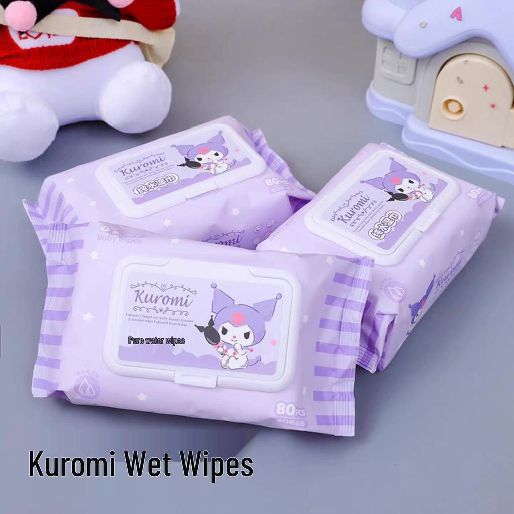 Влажные салфетки Sanrio Hello Kitty для малышей, 80 штук - Плотные одноразовые полотенца для очищения рук и рта