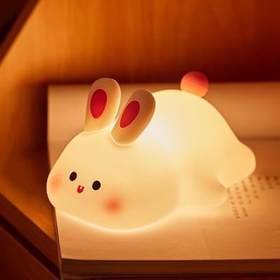 Милый мультфильм светодиодные ночники кролик силиконовая лампа USB перезаряжаемая ночник для сна для декора комнаты детский подарок