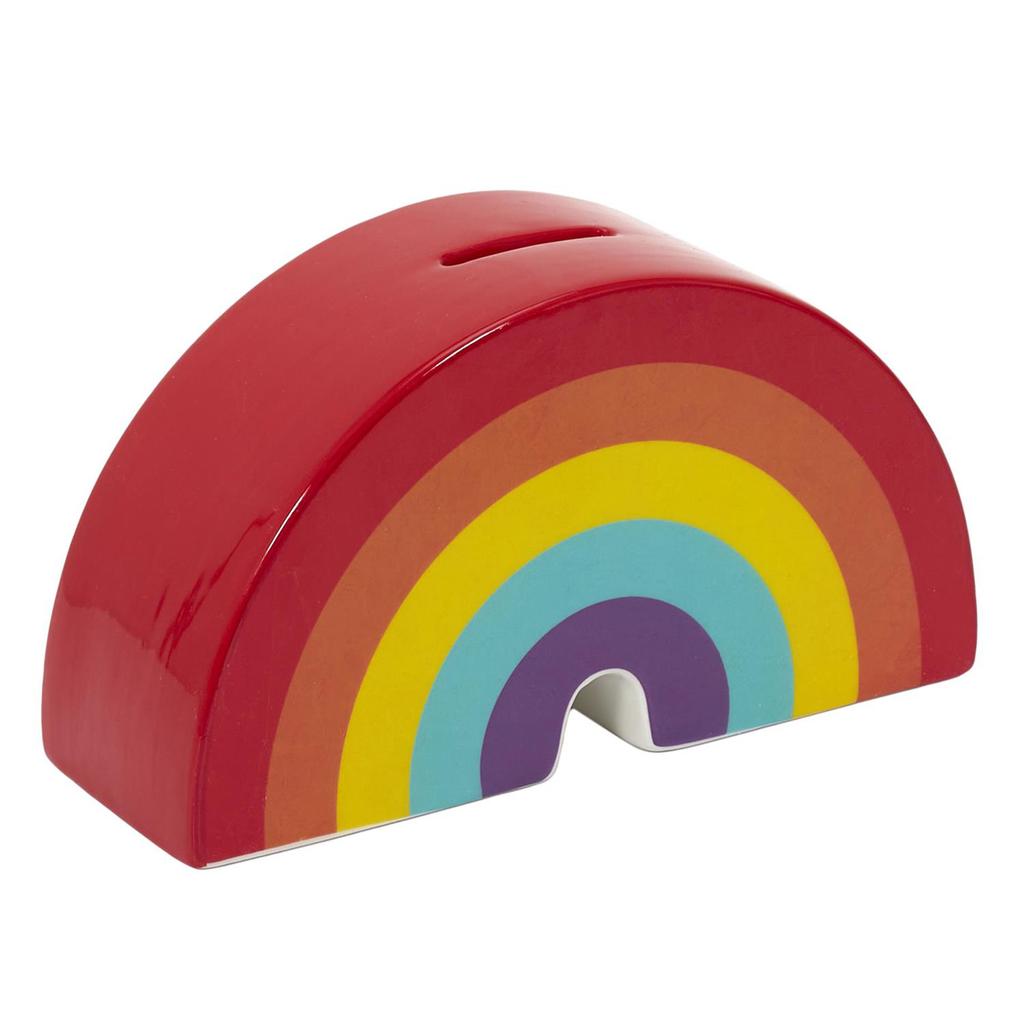 Les Trésors De Lily [A3673] - Multicolored Red 'Rainbow' Ceramic Piggy Bank - 18x10x6 Cm